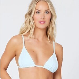 L*Space Brittany Bikini Top in‎ Sky Blue, Triangle Style, Size Large, NWT